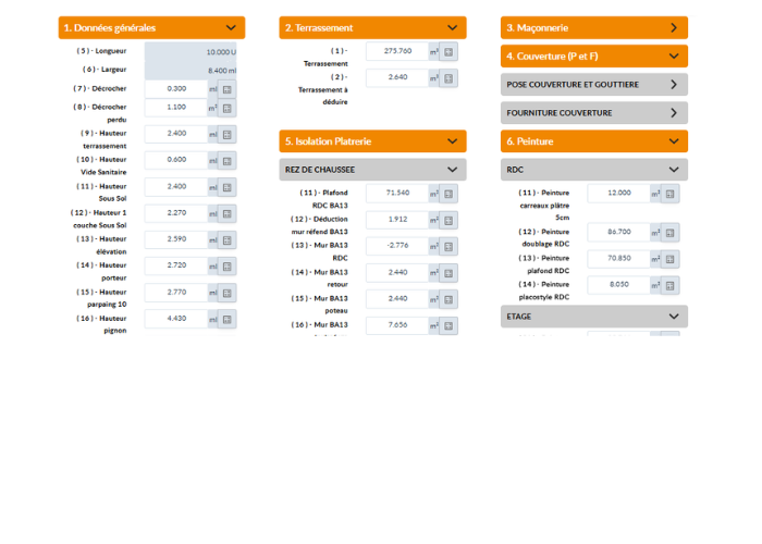 chiffrage - matrice chiffrage matrice de chiffrage logiciel de métré constructeur de maison individuelle