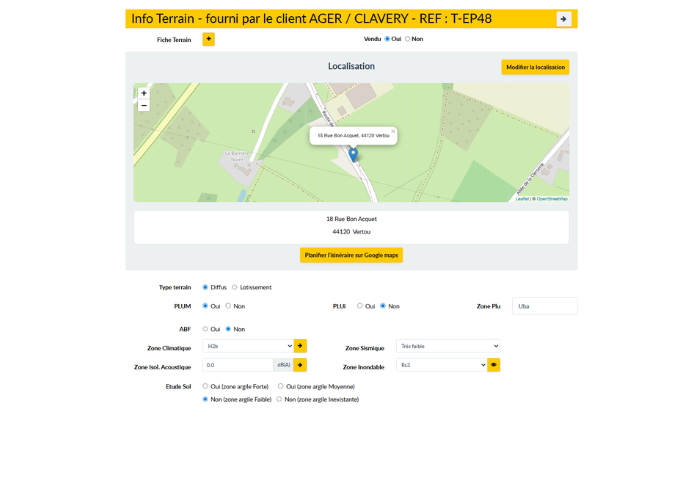 crm carte des terrains carte terrains cmiste logiciel de gestion de chantier SYNERMI